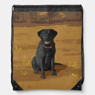 Black Labrador Retriever Dog Lover Drawstring Bag
