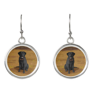 Black Labrador Retriever Dog Lover Earrings