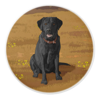 Black Labrador Retriever Dog Lover Gift Ceramic Knob