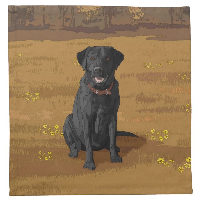 Black Labrador Retriever Dog Lover Gift Cloth Napkin (Front)