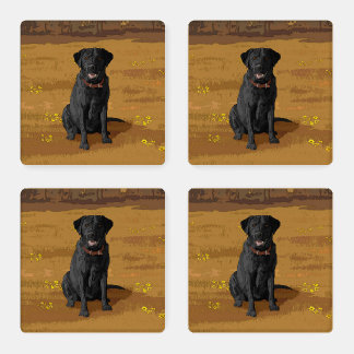 Black Labrador Retriever Dog Lover Gift Coaster Set