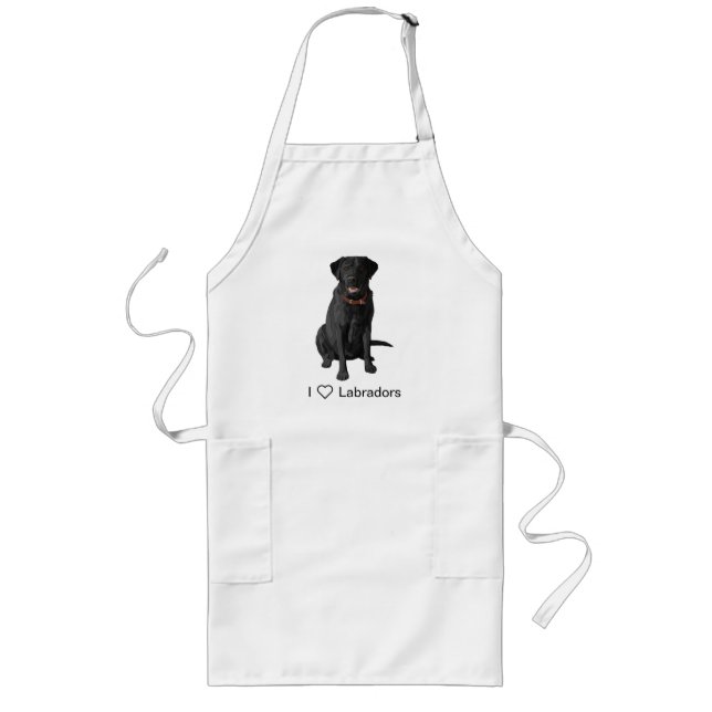 Black Labrador Retriever Dog Lover Gift Long Apron (Front)