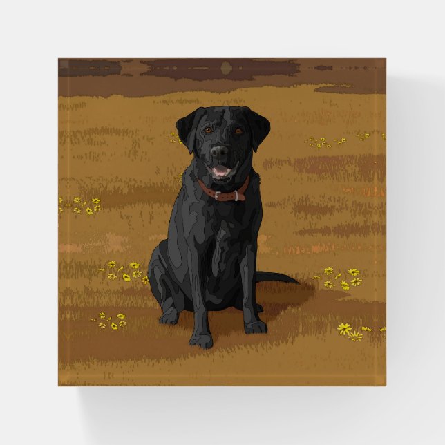 Black Labrador Retriever Dog Lover Gift Paperweight (Front)