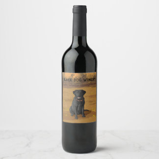 Black Labrador Retriever Dog Lover Gift Wine Label