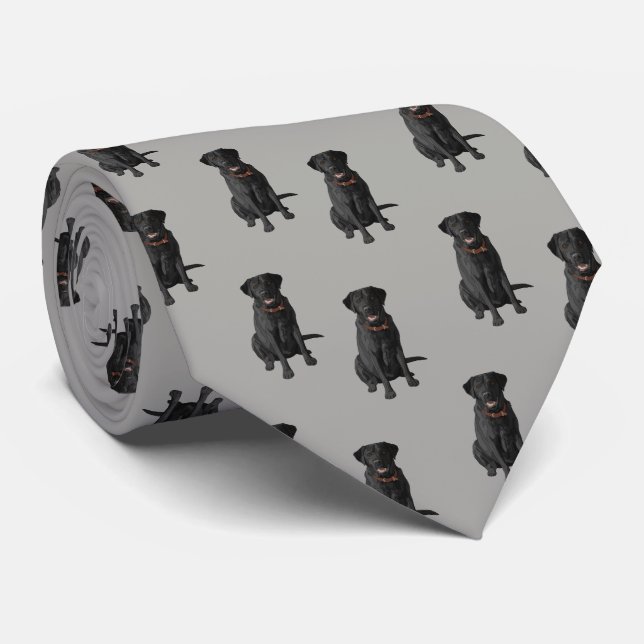 Black Labrador Retriever Dog Lover Neck Tie (Rolled)