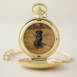Black Labrador Retriever Dog Lover Pocket Watch