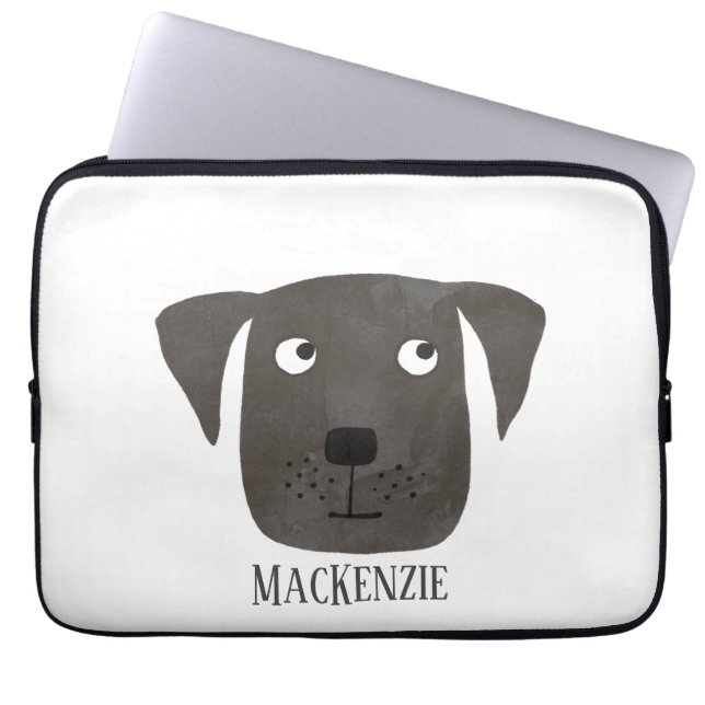 Black Labrador Retriever Dog Name Laptop Sleeve (Front)