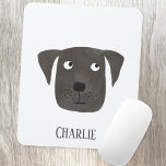 Black Labrador Retriever Dog Name Mouse Pad<br><div class="desc">A funny Black Labrador Retriever dog to make you smile.
Change or remove the name to customize.  Original art by Nic Squirrell.</div>