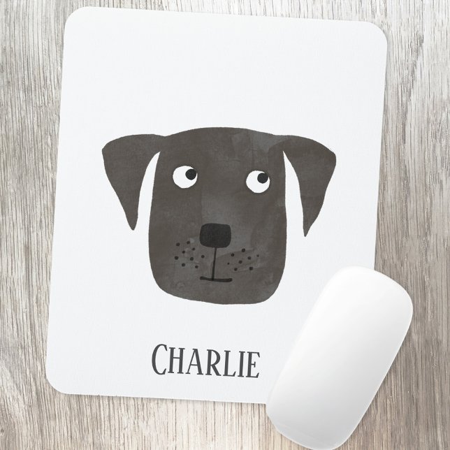 Black Labrador Retriever Dog Name Mouse Pad (Black Labrador Retriever Dog personalized name mousemat)