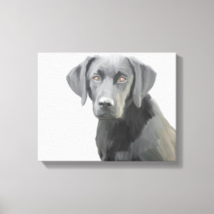 Black Labrador Retriever Dog Oil Painting Canvas Print