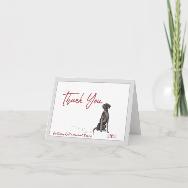 Black Labrador Retriever Dog Personalize        Thank You Card (Front)
