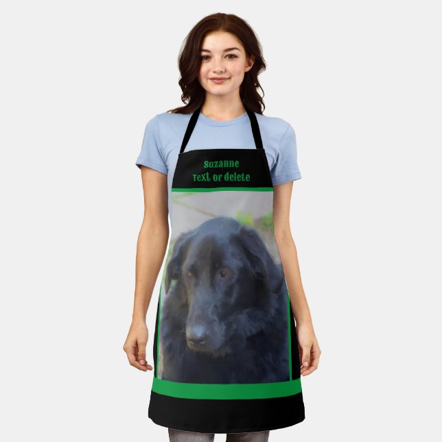 Black Labrador Retriever Dog Personalized Apron (Worn)