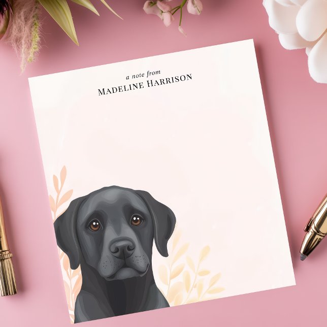 Black Labrador Retriever Dog Personalized Name Notepad (Creator Uploaded)
