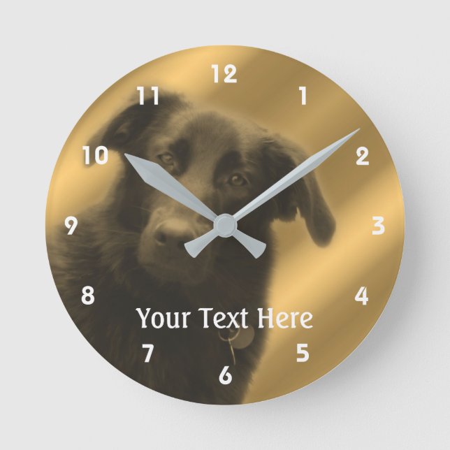 Black Labrador Retriever Dog Personalized Round Clock (Front)