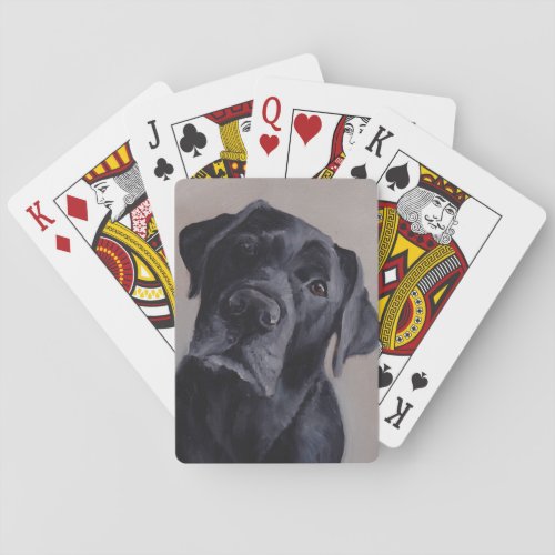 Black Labrador Retriever Dog Playing Cards