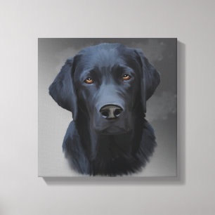 Black Labrador Retriever Dog Portrait Art Painting Canvas Print