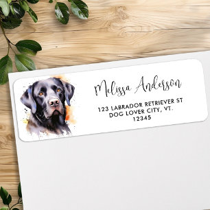Black Labrador Retriever Dog Return Address Label