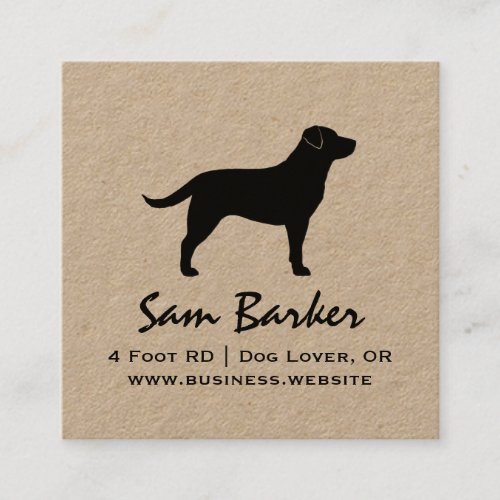 Black Labrador Retriever Dog Silhouette Black Lab Square Business Card