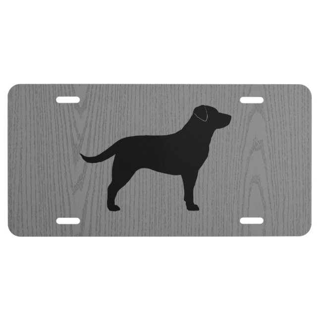 Black Labrador Retriever Dog Silhouette Novelty License Plate (Front)