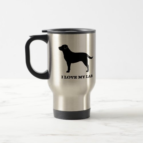 Black Labrador Retriever Dog Silhouette Travel Mug