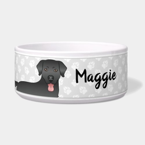 Black Labrador Retriever Dog With Paws  Name Bowl