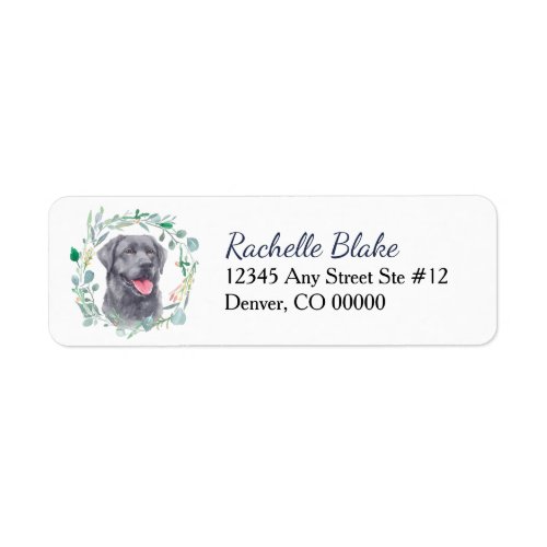 Black Labrador Retriever Dog Wreath Return Address Label