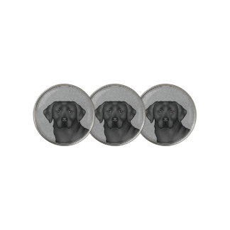 Black Labrador Retriever Drawing Cartoon Dog Head Golf Ball Marker