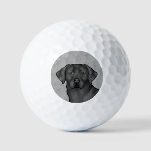 Black Labrador Retriever Drawing Cartoon Dog Head Golf Balls