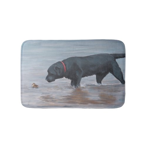 Black Labrador Retriever Duckling Dog Art Bath Mat