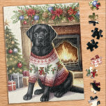 Black Labrador Retriever Festive Christmas Dog Jigsaw Puzzle<br><div class="desc">Looking for a fun and engaging activity to share with your family this holiday season? Look no further than our jigsaw puzzle collection featuring playful Labrador Retrievers! As a dog lover, you'll adore the variety of designs we offer, including cute and cuddly puppies, lovable yellow, chocolate, and black Labs, and...</div>