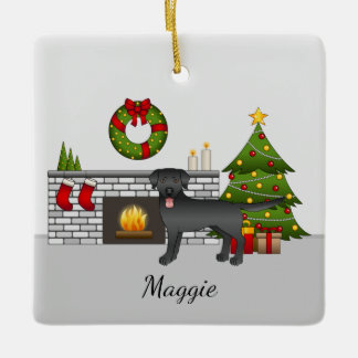 Black Labrador Retriever - Festive Christmas Room Ceramic Ornament