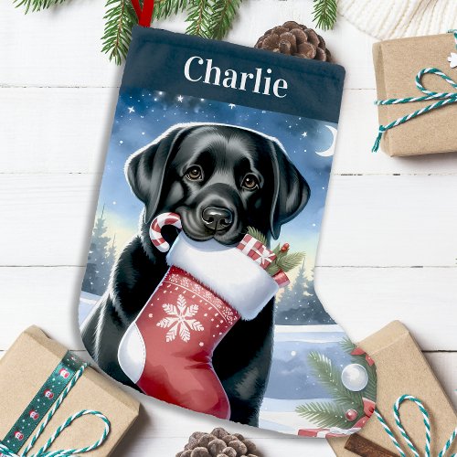 Black Labrador Retriever Festive Puppy Dog Small Christmas Stocking