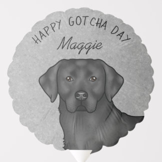 Black Labrador Retriever Happy Gotcha Day Gray Balloon