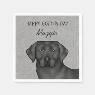 Black Labrador Retriever Happy Gotcha Day Gray Napkins
