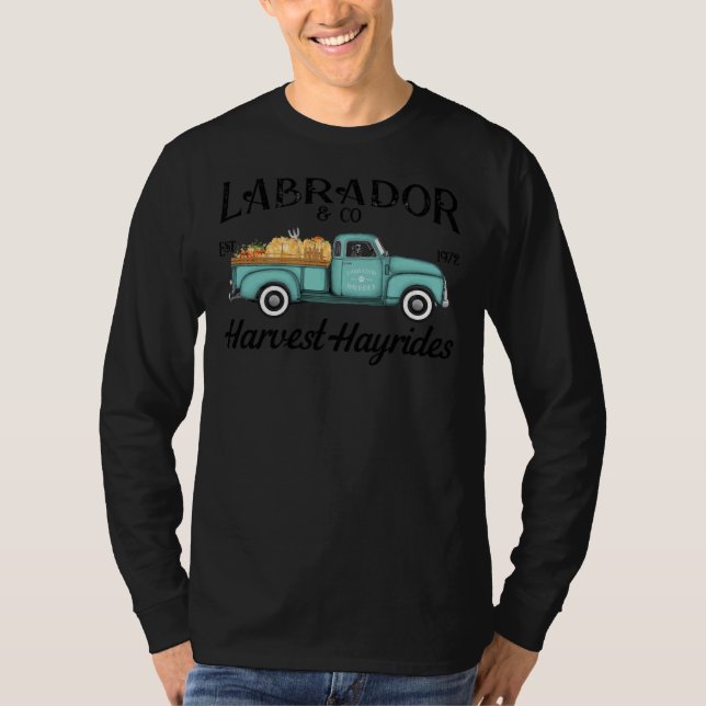 Black Labrador Retriever Harvest Hayride Antique T T-Shirt (Front)