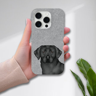 Black Labrador Retriever Head Dog Lover Gray iPhone 15 Pro Case