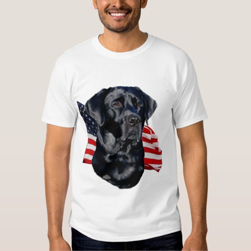 Black Labrador Retriever head with Flag t-shirt | Zazzle