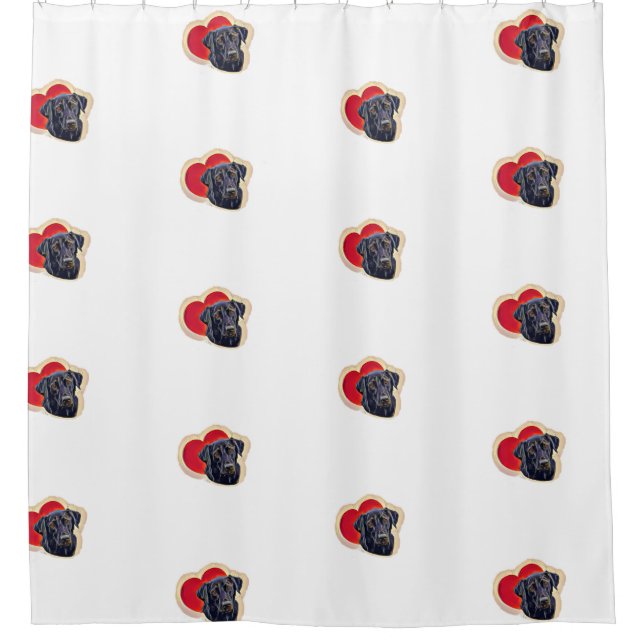 Black Labrador Retriever Heart Shower Curtain (Front)