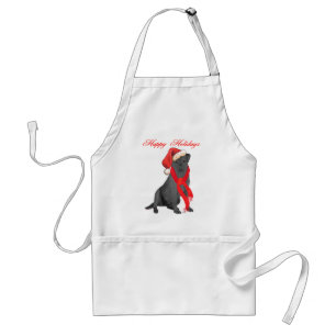 Black Labrador Retriever Holiday Greetings Adult Apron