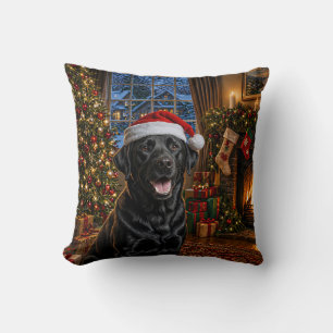 Black Labrador Retriever Holiday Throw Pillow