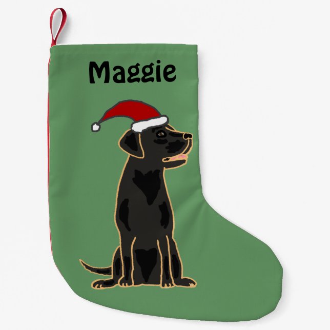 Black Labrador Retriever in Santa Hat Christmas Small Christmas Stocking (Front)