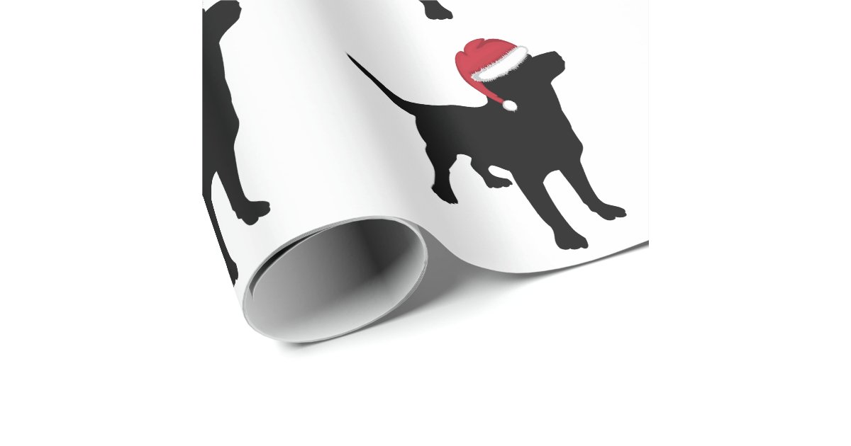 Black Labrador Retriever In Santa Hat Christmas Wrapping Paper Zazzle