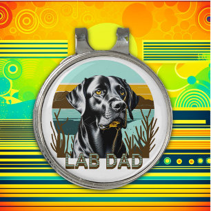 Black Labrador Retriever   Lab Dad Golf Hat Clip