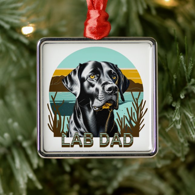 Black Labrador Retriever | Lab Dad Metal Ornament (Tree)