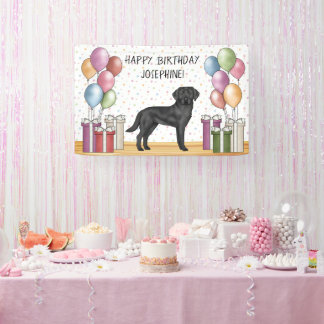 Black Labrador Retriever Lab Dog Colorful Birthday Banner