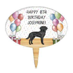 Black Labrador Retriever Lab Dog Colorful Birthday Cake Topper