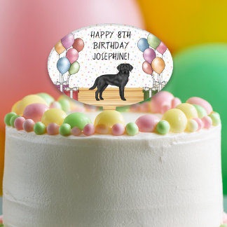 Black Labrador Retriever Lab Dog Colorful Birthday Cake Topper