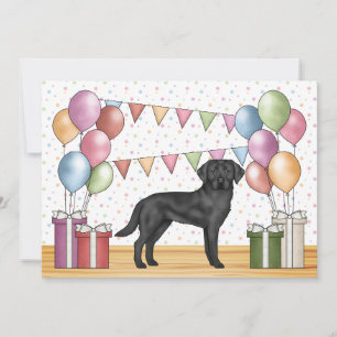 Black Labrador Retriever Lab Dog Colorful Birthday Invitation
