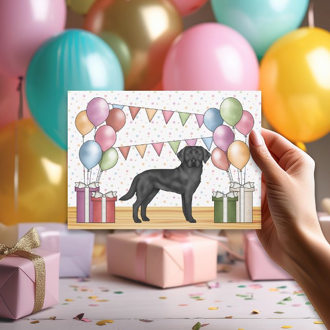 Black Labrador Retriever Lab Dog Colorful Birthday Invitation (Please note: This image is a digital mockup. The product may not be in scale.)