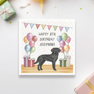 Black Labrador Retriever Lab Dog Colorful Birthday Napkins